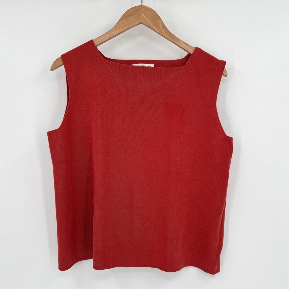 Coldwater Creek Burnt Orange Square Neck‎ Ribbed Tank Top Silk Blend Women's 1X
